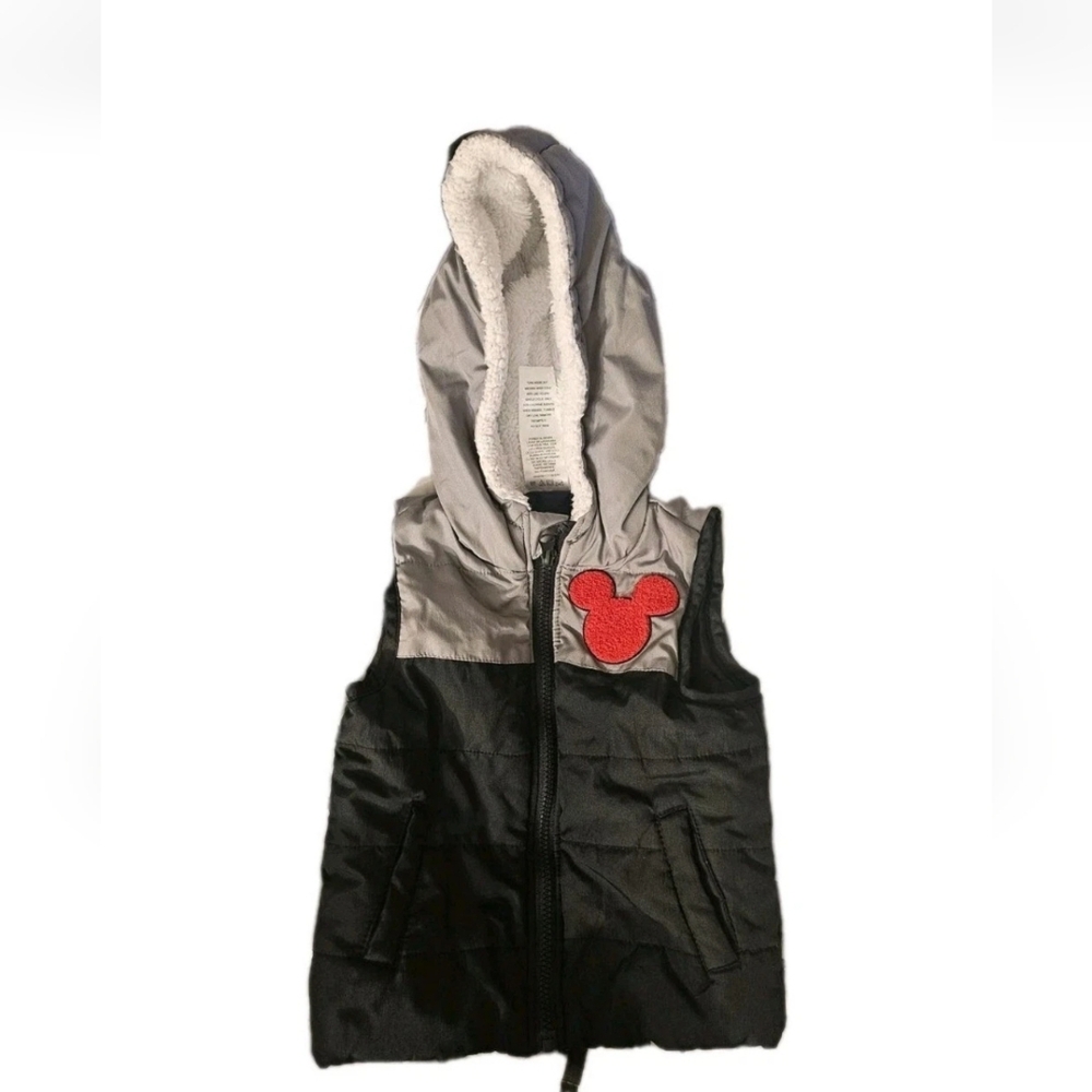 Mickey Vest Kids 2T Junior Puff Sherpa Hood Mickey Ears Classic Disney RN16435